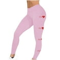 thumbnail image 4 of lcziwo Women's Valentines Day Printed Leggings High Waisted Butt Lifting Tight Pants Gym Casual Skinny Workout Yoga Pants Holiday Leggings Pink M, Holiday Sales, 4 of 7