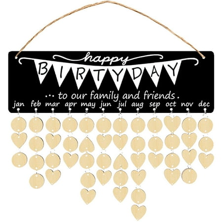 

Birthday Calendar Family Plaque with Tags Wall Gift Labels Rustic Decor Hanging