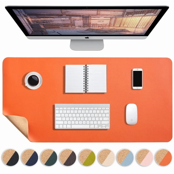 suxuMhao Mouse Pad, 23.62×11.81IN Large Mouse Pad Gaming, Soft PU   Cork Mousepad, Desk Mat Gaming Mouse Pad for Home Office & Gaming, Non-Slip Mouse Pad with Smooth Surface, 1 Piece Orange