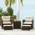 thumbnail image 5 of GVN Backyard Furniture Sets,Outdoor Furniture Sets,5 Pieces Patio Rattan Furniture with 2 Ottomans and Tempered Glass Coffee Table-Beige, 5 of 12