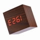 thumbnail image 3 of Reloj despertador digital electrónico de madera de 6 x 6 x 6 cm, con pantalla LED y control de voz, color marrón, 3 of 14