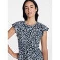 thumbnail image 5 of Time and Tru Women's Cinched Waist Mini Dress with Flutter Sleeves, Sizes XS-XXXL, 5 of 6