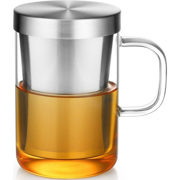 Borosilicate Glass Tea Cup with Removable Stainless Steel Infuser