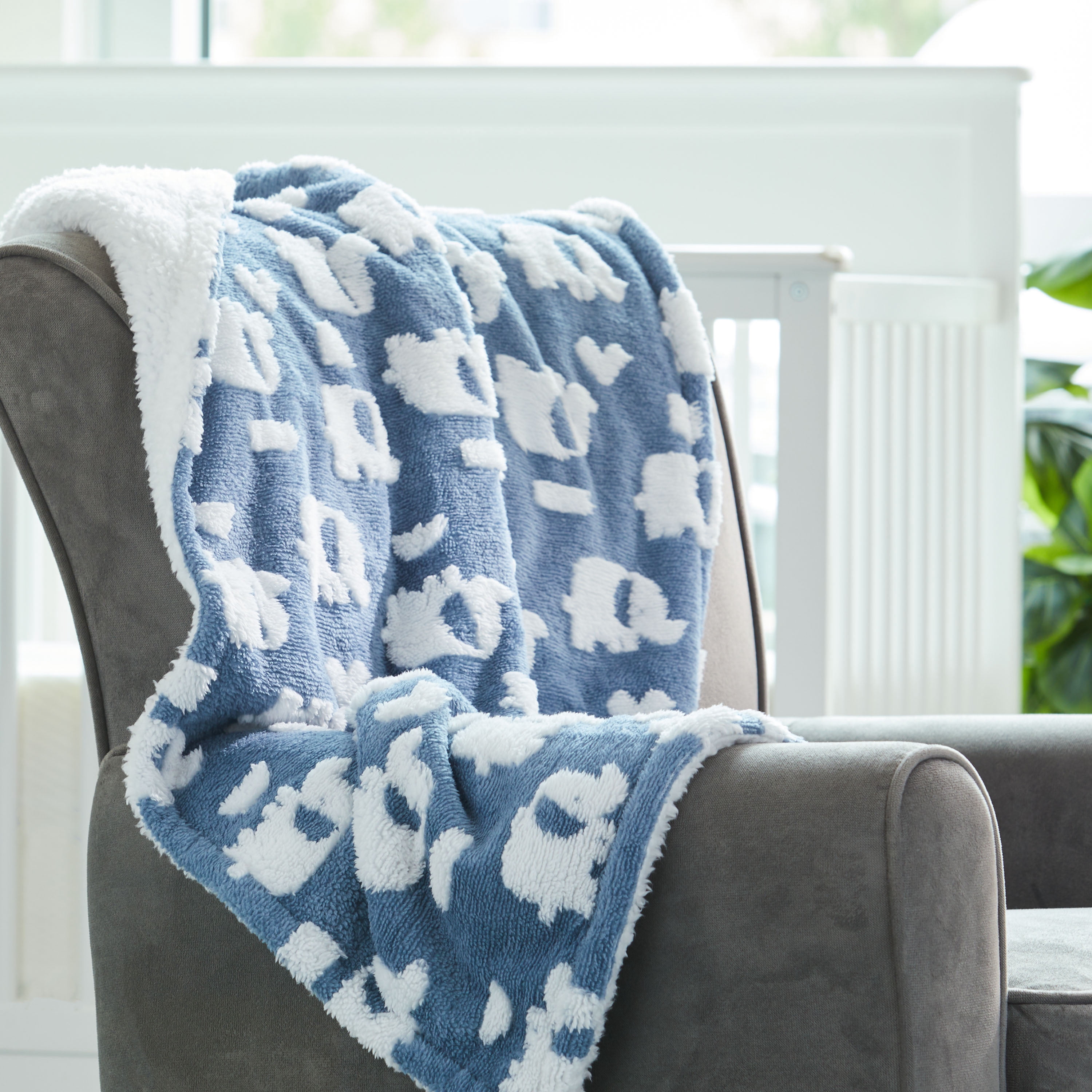Parent's Choice Blue Texture Elephant Blanket for Infant Boys and Girls, 30" x 40"