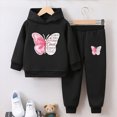 thumbnail image 2 of HCNTES Baby Girl Clothes Winter Girls Sets 2 Pieces, Butterfly Printed Pullover Long Sleeve Hoodies Sweatpants Set, 2 of 4