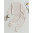 thumbnail image 4 of Wassery Toddler Boys Fall Winter Clothes 6M 12M 2T 3T 4T 5T Kids Boys Letter Crewneck Long Sleeve Waffle Sweatshirt Pullover Top Jogger Long Pant Sets 2Pcs, 4 of 8