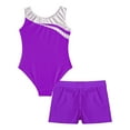 thumbnail image 4 of YONGHS Leotards for Girls Sleeveless Ballet Dance Unitard Workout Outfits with Shorts Gymnastics Biketards Purple 14, 4 of 7