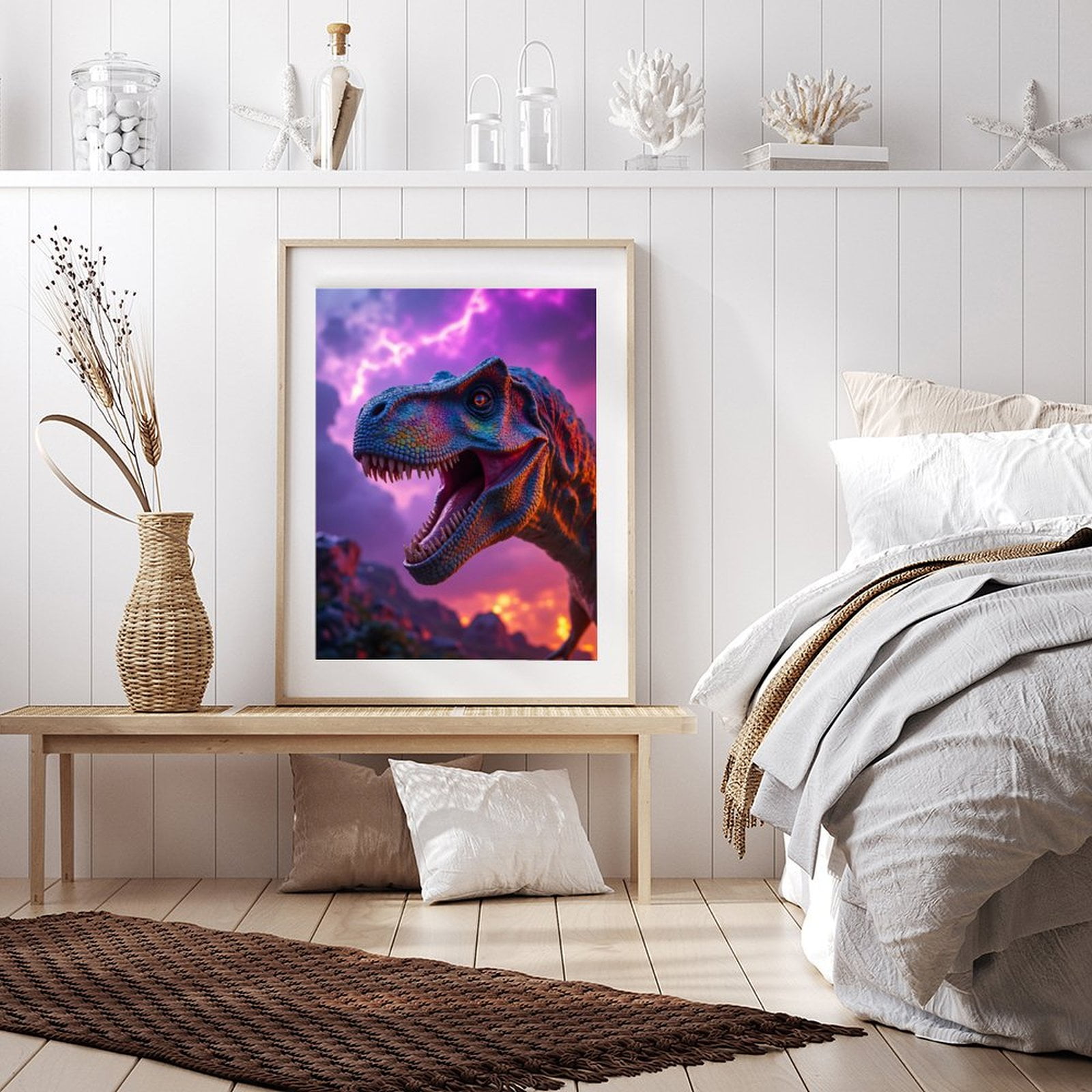 Diamond Art Kits for Adults - 5d Colorful Dinosaur Lightning Sky Diamond Painting for Adults, Diamond Art for Adults Beginners, Diamond Painting Kits for Adults for Home Wall Decor
