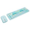 thumbnail image 2 of Combo de teclado y ratón inalámbrico de 2,4 GHz, lindo Retro, 68 teclas redondas, teclado y ratón de 3 DPI para juegos de oficina familiar, tema azul, 2 of 5