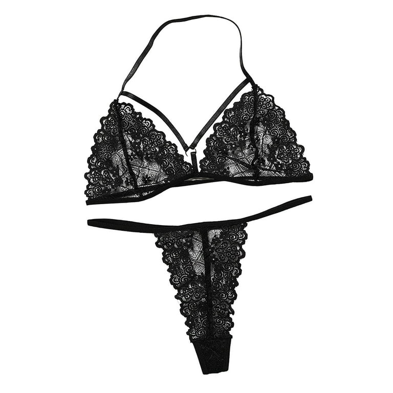 Buy BaronHong Women's Lace Bra Set Sexy Lingerie Bra Panties Push Up Underwire  Bra(Black,90D) at