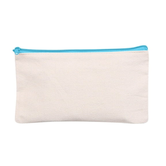 Blank Canvas Zipper Pouch for DIY CraftCanvas Makeup Bags with Colored Zipper In Canvas Cosmetic Bag Multi-Purpose Travel Bags Pen Pencil Case