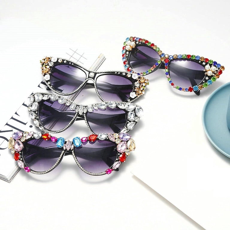 DYCE  Large Rhinestoned Cats Eye Sunglasses   Hand Polished DYVT Accessories | Dyce Large Rhinestoned Cats Eye Sunglasses  main image 3