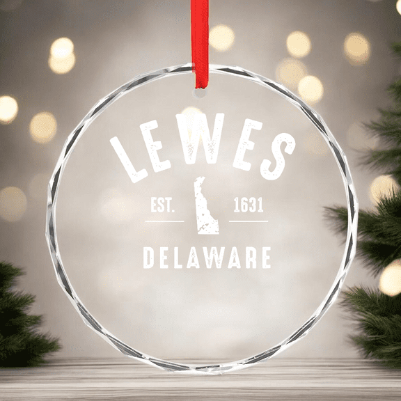 Lewes Delaware Glass Ornament Tree CIRCLE GLASS ORNAMENT Home Decor