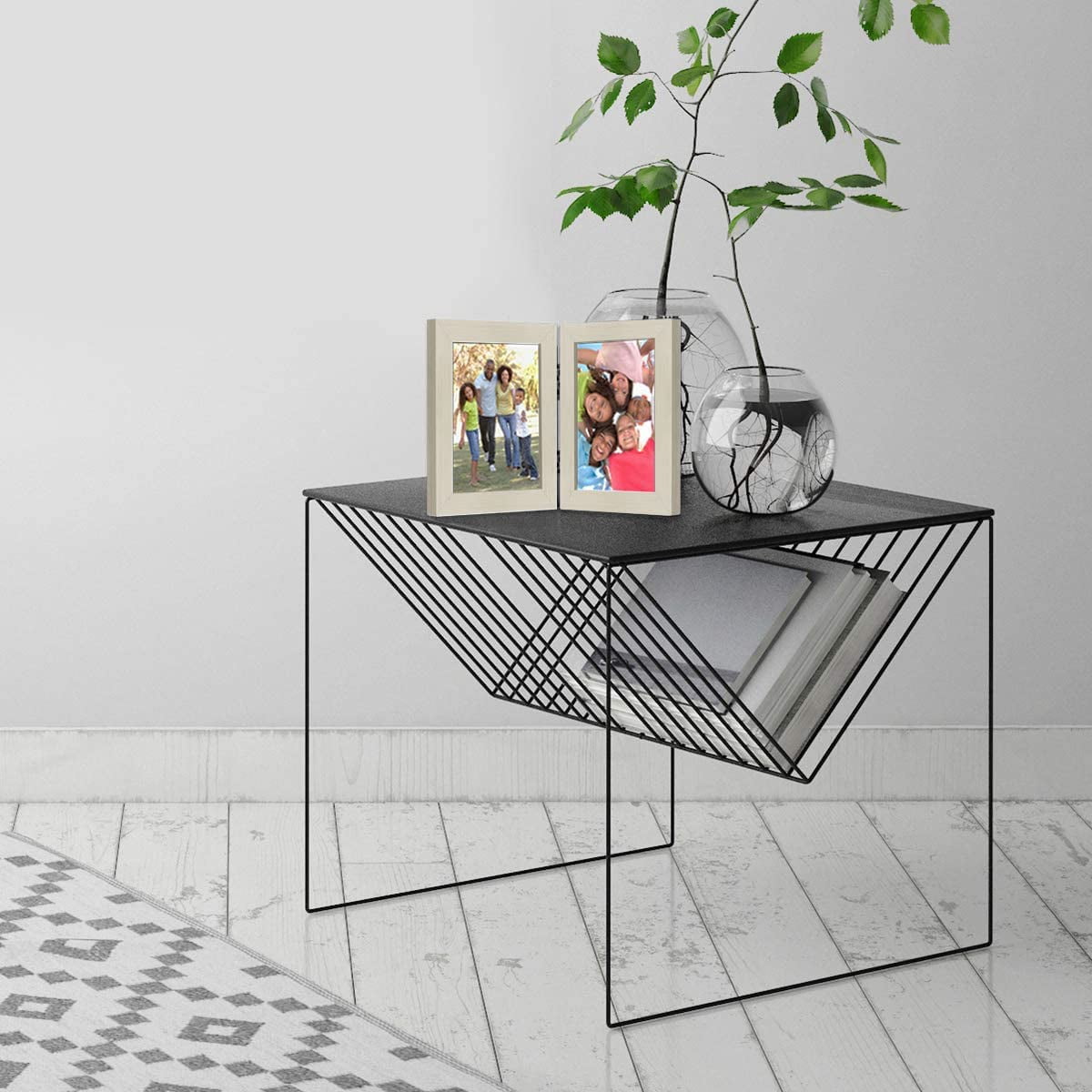 Americanflat 5x7 Hinged Picture Frame in Light Wood with Two Displays - Composite Wood with Polished Glass for Tabletop