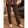 thumbnail image 1 of Pantalones casuales rectos de pana de color liso con cintura elástica para otoño e invierno para mujer, 1 of 5