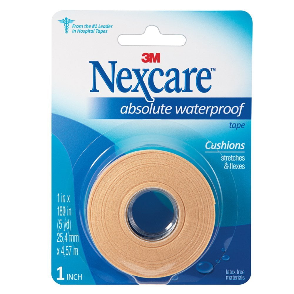 Nexcare Absolute Waterproof First Aid Tape, 1Inch x 5Yard Roll (Pack of 6)
