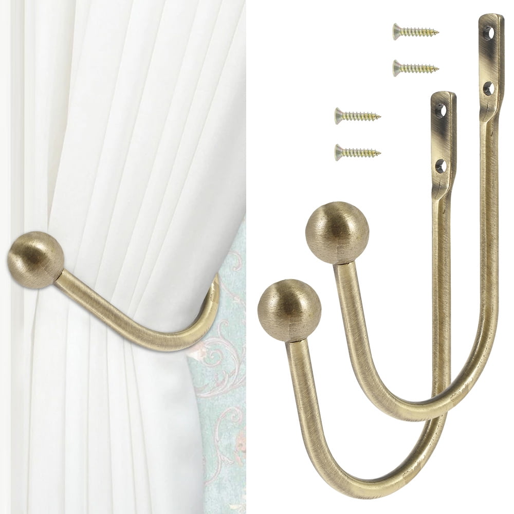 2x Large Stylish Curtain Tie-back Metal Tie Tassel Arm Hook Loop Holder Ball End 