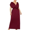 thumbnail image 1 of Staron Robes d'Été Rouges pour Femmes Manches Courtes Décontractées Enveloppantes Fluides Grande Taille Boho Maxi Longue Robe Col en V Profond Décontractée à Nouer à la Taille TTG, 1 of 4