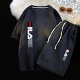 thumbnail image 5 of Conjunto de dos piezas de marca de verano con diseño de gofres para hombre, camisetas, pantalones cortos, traje deportivo, conjunto de jogging, chándal informal para hombre, conjunto masculino, 5 of 5