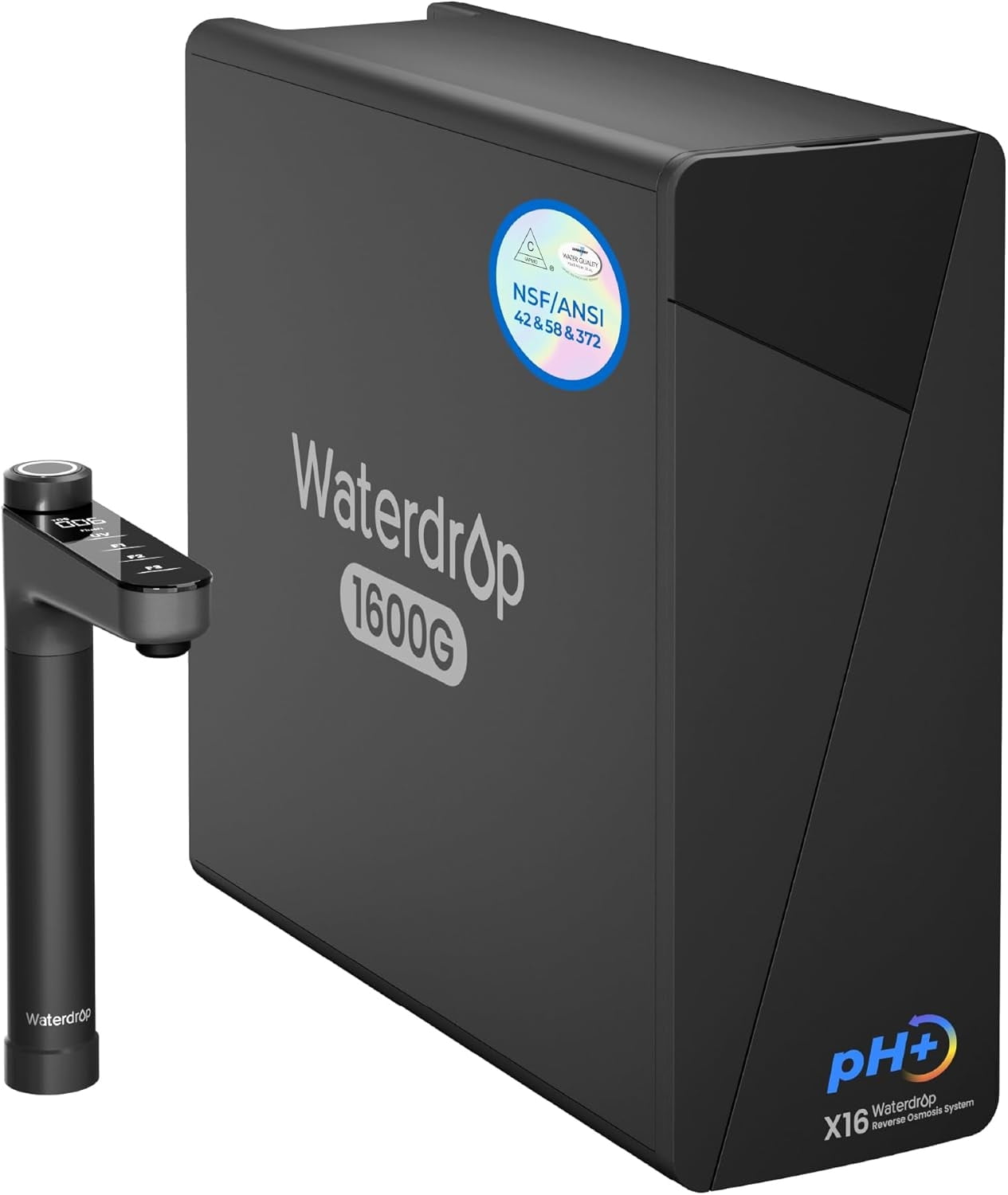Restored Waterdrop X16-Alkaline Tankless Reverse Osmosis System, 1600 GPD , 11-Stage Filtration, 3:1 Pure to Drain, (Refurbished)
