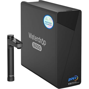 Restored Waterdrop X16-Alkaline Tankless Reverse Osmosis System, 1600 GPD , 11-Stage Filtration, 3:1 Pure to Drain, (Refurbished)
