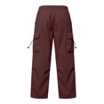 thumbnail image 5 of Huowey Womens Baggy Cargo Pants Wide Leg Hiking Pants With Pockets Drawstring Casual Daily Trendy Travel Trousers,XXXXL, 5 of 6