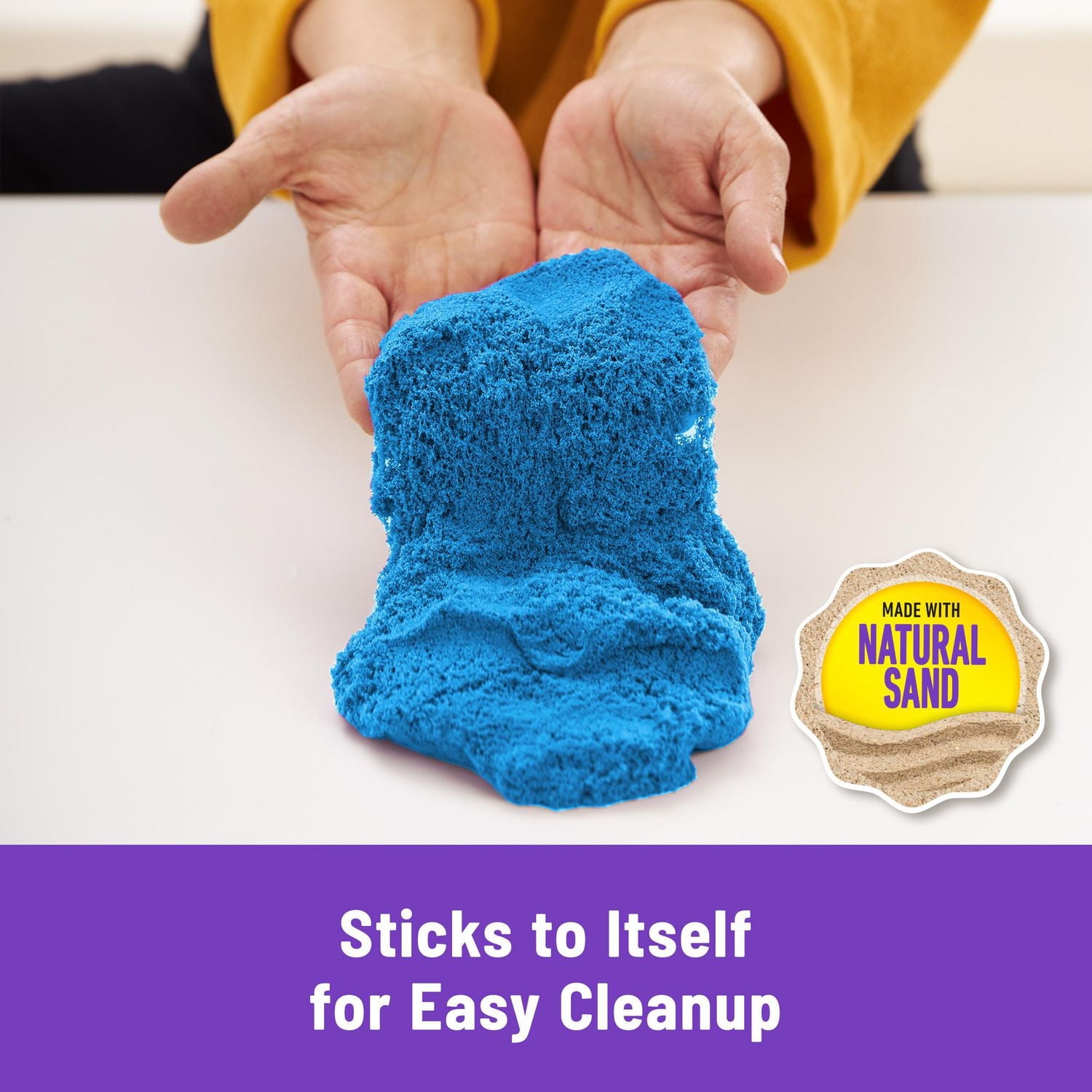 Kinetic Sand Sandbox Set, 1lb Blue Play Sand, Sandbox Storage, 4 Molds and Tools, Sensory Toys for Kids Ages 3+