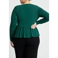 thumbnail image 2 of ELOQUII Women's Plus Size Shirred Peplum Top, 2 of 3