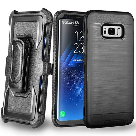 - Galaxy S8 Plus Case, Mignova Rugged Plastic Heavy Duty Armor Holster Defender Full Body Protective Hybrid Case Cover with Belt Swivel Clip and Kickstand for Samsung Galaxy S8 Plus (Black)