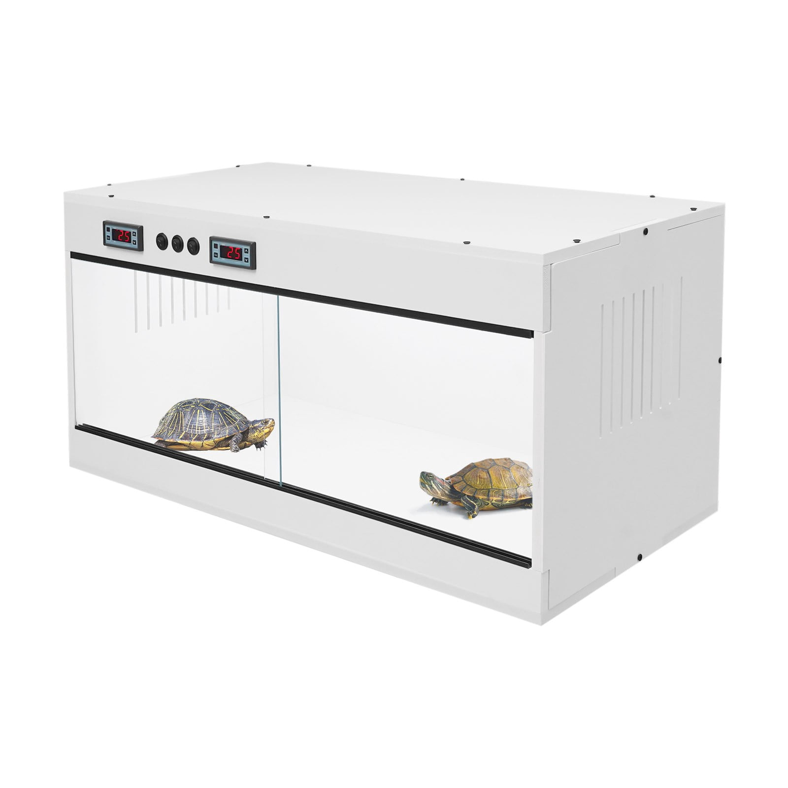 Reptile Terrarium PVC, 31.5x15.75x15.75 Inch Reptile Enclosure with Dual Zone Thermostat, Tempered Glass Door & Ceramic Sockets, Large Habitat Tank for Snake Bearded Dragon Gecko