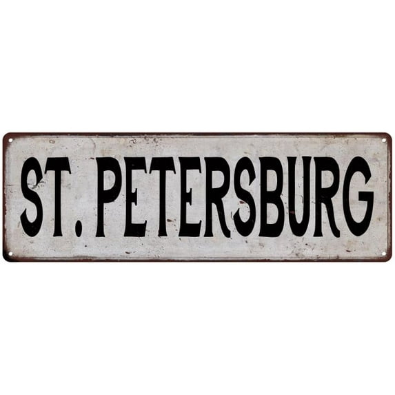 ST. PETERSBURG Vintage Look Rustic Metal City State Sign 6 x 18 Matte Finish Metal 106180041384
