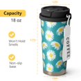 thumbnail image 4 of 18oz Travel Coffee Mug, 316 Stainless Steel Vacuum Insulated Tumbler with 2-in-1 Straw Lid & Strap, Daisy Floral Print, 4 of 6