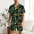 thumbnail image 2 of PRIYAL Tennis Racket And Ball Mens Short Sleeve Pajama Set Satin Silk Sleepwear 2 Piece Pjs Loungewear, 2 of 6