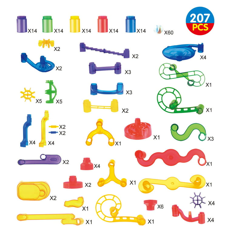 Joyin Marble Run Premium Toy Set (170 Pcs), Construction Building Blocks Toys, Stem Educational Building Block Toy (120 Plastic Pieces + 50 Glass Marbles)