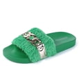 thumbnail image 4 of EastVita Womens Furry Slippers Open Toe House Casual Flat Slides Sandals Indoor Outdoor, 4 of 10