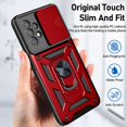 thumbnail image 7 of Rugged Case for Samsung Galaxy A32 5G Shockproof Phone Case with Camera Lens Slide Cover and Ring Holder Kickstand, Support Magnet Car Mount, Military Grade Heavy Duty Protection Cover, Red, 7 of 7