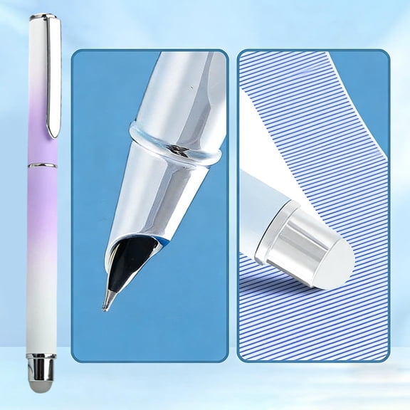 Yhmxh Gradient Erasable Fountain Pen with Rubber Friction Top, 0.38 mm Fine Point Fountain Pen, Metal Clip Refillable Erasable Ink Fountain Pens for Office Writing and Gift Use