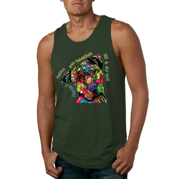 Dean Russo The Only Person Dog Lover Mens Graphic Tank Top, Forest Green, Large