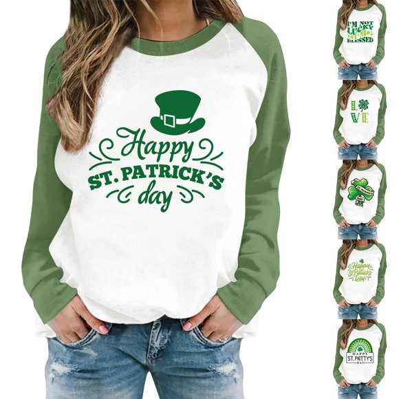 Flash Sale! IDALL Graphic Hoodies Long Sleeve Shirts for Women Odonate Print Color Block Casual Fashion Sweatshirt Top St Patricks Day Outfits for Women Jackets for Women Pink M
