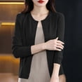 thumbnail image 4 of QIYAGBSA Cardigan Sweater for Women Round Neck Button Front Long Sleeve Stretch Knit Lightweight for Office and Daily Wear (Black 2XL), 4 of 6
