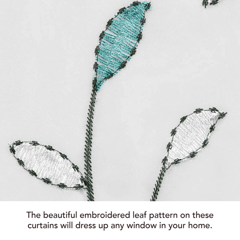 Creative Home Ideas Embroidered Sheer Curtain Blue photo 4