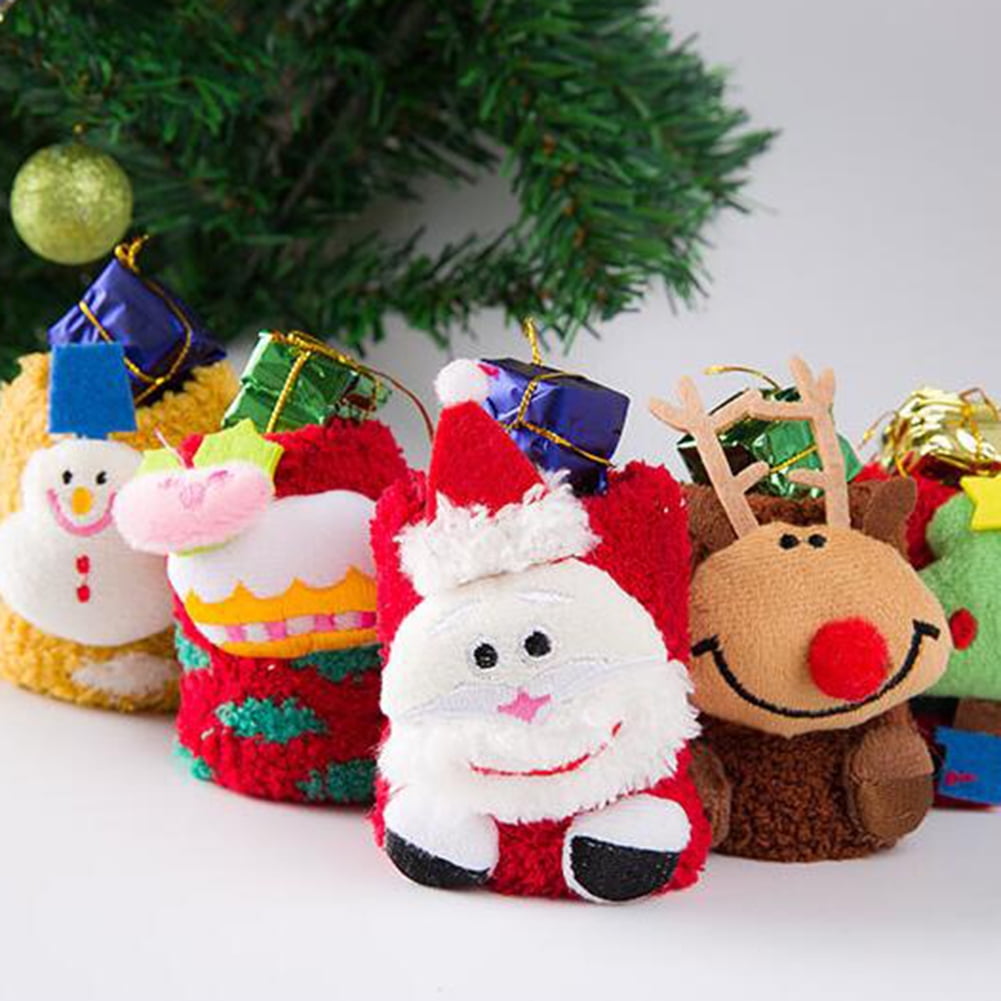 Kalaokei Kids Adult 3D Christmas Tree Santa Coral Fleece Anti Slip Calcetines Entre Padres E Hijos para Niños Adultos *Alce* Adulto
