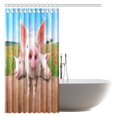thumbnail image 2 of MYPOP Farm House Decor Shower Curtain, Cute Young Pigs on the Farm Looking Over the Fence Fabric Bathroom Shower Curtain with Hooks, 66 X 72 Inches, 2 of 3
