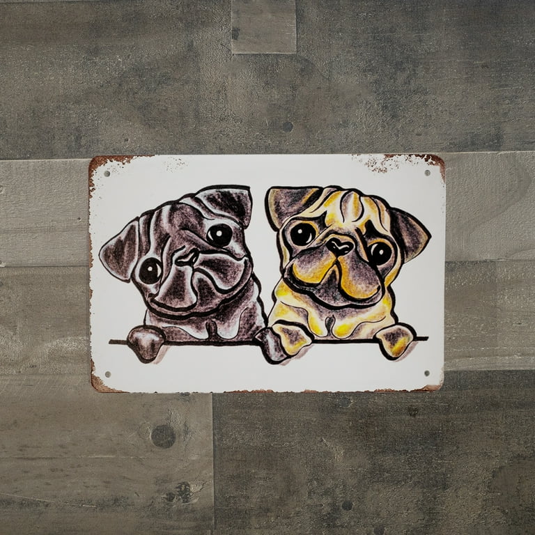 Retro 8x12 Metal Cute Pug Dog Puppies Sign Animal Pet Lover Gift Home Wall Decor Retro 8x12 Metal Cute Pug Dog Puppies Sign Animal Pet Lover Gift Home Wall Decor