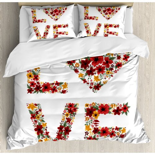 Ambesonne Valentines Day Decor Duvet Cover Set Walmart Com