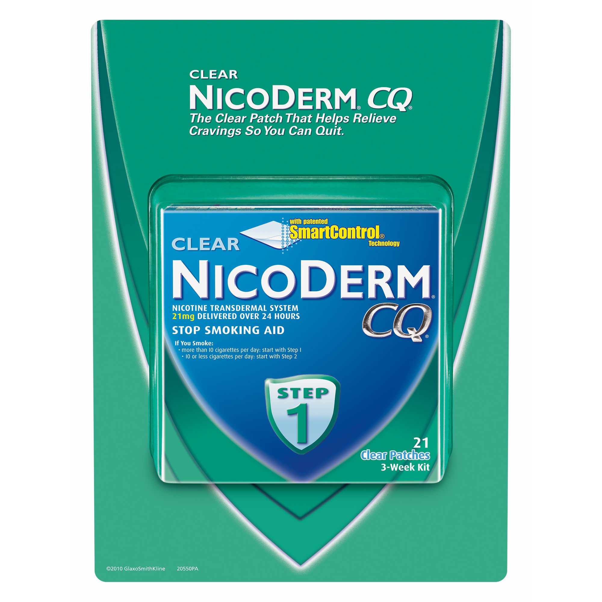 NicoDerm CQ 21mg Step 1 Clear Nicotine Patches, 21 ct ...