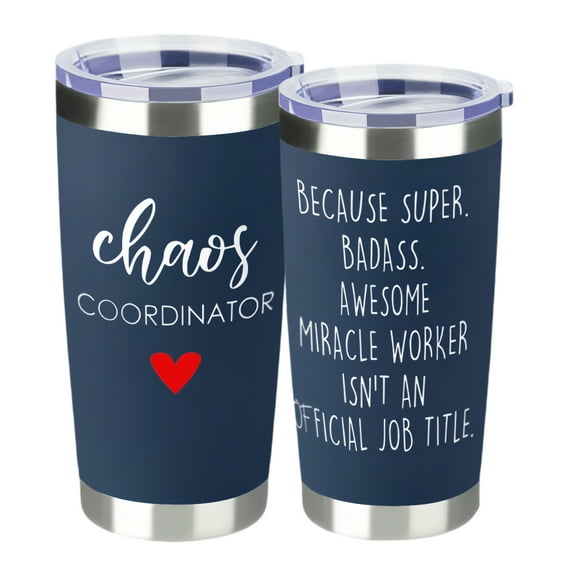 swig Tumbler-Chaos Coordinator Tumbler 20oz - Funny Gifts for Women, Stainless Steel Insulated Cup with Lid & Straw, Travel Mug for Work, Boss, Coworker, Mom, Strong Women Gifts