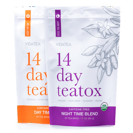 14 Day and Night Detox Tea - Teatox (28 Tea Bags) - Organic All Natural Antioxidant Weight Loss Tea, Herbal Body Detox Cleanse, with Refreshing Taste - Vida