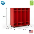 thumbnail image 3 of Tot Mate Children's Mobile Locker with Dry Wipe Board, Classroom Furniture, Red, 48"W x 20"D x 48"H, 3 of 6