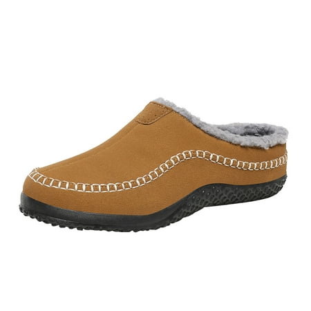 

Hueook Slippers for Men Cotton Slippers Winter Plus Velvet Indoor Home Shoes Lazy Shoes Mens Athletic Shoes